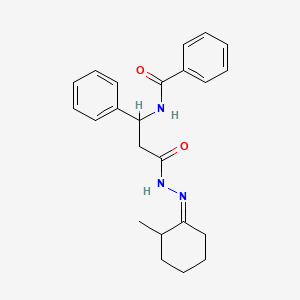 molecular formula C23H27N3O2 B13376030 N-{3-[2-(2-methylcyclohexylidene)hydrazino]-3-oxo-1-phenylpropyl}benzamide 