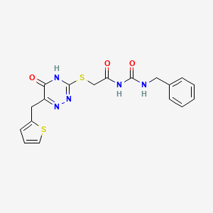 molecular formula C18H17N5O3S2 B13376094 N-benzyl-N'-({[5-oxo-6-(2-thienylmethyl)-4,5-dihydro-1,2,4-triazin-3-yl]sulfanyl}acetyl)urea 