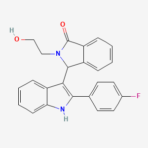 molecular formula C24H19FN2O2 B13376130 3-[2-(4-fluorophenyl)-1H-indol-3-yl]-2-(2-hydroxyethyl)-1-isoindolinone 