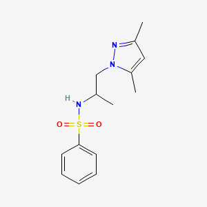 molecular formula C14H19N3O2S B13376150 N-[2-(3,5-dimethyl-1H-pyrazol-1-yl)-1-methylethyl]benzenesulfonamide 