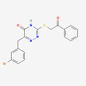 molecular formula C18H14BrN3O2S B13376257 6-(3-bromobenzyl)-3-[(2-oxo-2-phenylethyl)sulfanyl]-1,2,4-triazin-5(4H)-one 