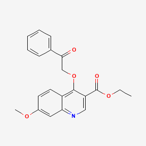 molecular formula C21H19NO5 B13376268 Ethyl 7-methoxy-4-(2-oxo-2-phenylethoxy)-3-quinolinecarboxylate 