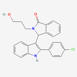 molecular formula C25H21ClN2O2 B13376280 3-[2-(4-chlorophenyl)-1H-indol-3-yl]-2-(3-hydroxypropyl)-1-isoindolinone 