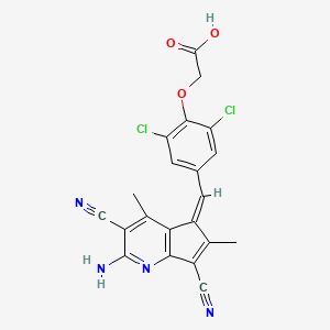 molecular formula C21H14Cl2N4O3 B13376310 {4-[(2-amino-3,7-dicyano-4,6-dimethyl-5H-cyclopenta[b]pyridin-5-ylidene)methyl]-2,6-dichlorophenoxy}acetic acid 