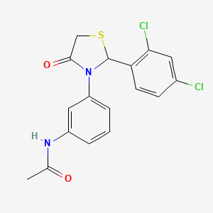 molecular formula C17H14Cl2N2O2S B13376348 N-{3-[2-(2,4-dichlorophenyl)-4-oxo-1,3-thiazolidin-3-yl]phenyl}acetamide 
