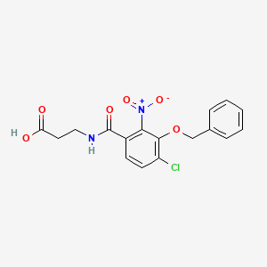 molecular formula C17H15ClN2O6 B13376372 N-{3-(benzyloxy)-4-chloro-2-nitrobenzoyl}-beta-alanine 