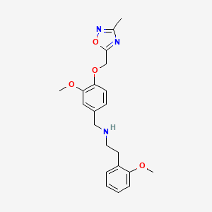 molecular formula C21H25N3O4 B13376378 N-{3-methoxy-4-[(3-methyl-1,2,4-oxadiazol-5-yl)methoxy]benzyl}-2-(2-methoxyphenyl)ethanamine 