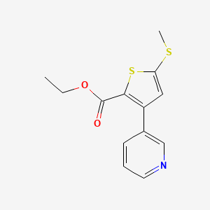molecular formula C13H13NO2S2 B13376446 Ethyl 5-(methylsulfanyl)-3-(3-pyridinyl)-2-thiophenecarboxylate 