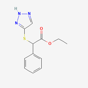 molecular formula C12H13N3O2S B13376484 ethyl phenyl(2H-1,2,3-triazol-4-ylsulfanyl)acetate 