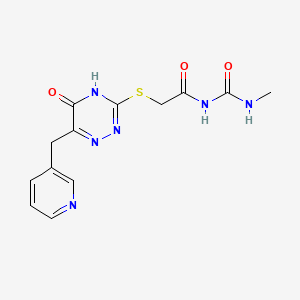 molecular formula C13H14N6O3S B13376521 N-methyl-N'-({[5-oxo-6-(3-pyridinylmethyl)-4,5-dihydro-1,2,4-triazin-3-yl]sulfanyl}acetyl)urea 