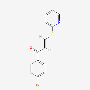 molecular formula C14H10BrNOS B13376582 Propenone, 1-(4-bromophenyl)-3-(2-pyridylthio)- 