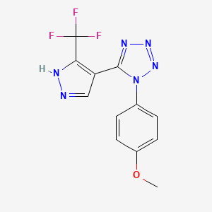 molecular formula C12H9F3N6O B13376593 1-(4-Methoxyphenyl)-5-(5-trifluoromethyl-1H-pyrazol-4-yl)-1H-tetrazole 