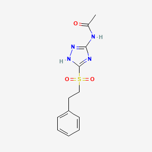 molecular formula C12H14N4O3S B13376638 N-{3-[(2-phenylethyl)sulfonyl]-1H-1,2,4-triazol-5-yl}acetamide 