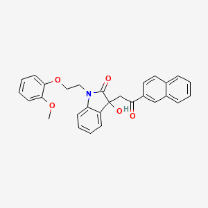 molecular formula C29H25NO5 B13376664 3-hydroxy-1-[2-(2-methoxyphenoxy)ethyl]-3-[2-(2-naphthyl)-2-oxoethyl]-1,3-dihydro-2H-indol-2-one 