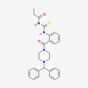 molecular formula C28H30N4O2S B13376682 N-{2-[(4-benzhydryl-1-piperazinyl)carbonyl]phenyl}-N'-propionylthiourea 