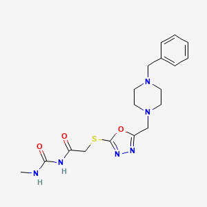 molecular formula C18H24N6O3S B13376732 N-[({5-[(4-benzyl-1-piperazinyl)methyl]-1,3,4-oxadiazol-2-yl}sulfanyl)acetyl]-N'-methylurea 