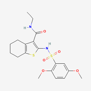 molecular formula C19H24N2O5S2 B13376737 2-{[(2,5-dimethoxyphenyl)sulfonyl]amino}-N-ethyl-4,5,6,7-tetrahydro-1-benzothiophene-3-carboxamide 