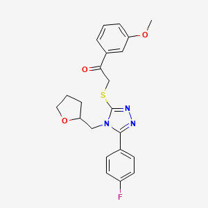molecular formula C22H22FN3O3S B13376778 2-{[5-(4-fluorophenyl)-4-(tetrahydro-2-furanylmethyl)-4H-1,2,4-triazol-3-yl]sulfanyl}-1-(3-methoxyphenyl)ethanone 