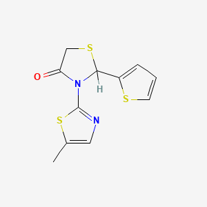 molecular formula C11H10N2OS3 B13376829 3-(5-Methyl-1,3-thiazol-2-yl)-2-(2-thienyl)-1,3-thiazolidin-4-one 