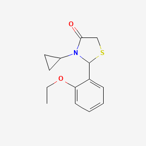 molecular formula C14H17NO2S B13376844 3-Cyclopropyl-2-(2-ethoxyphenyl)-1,3-thiazolidin-4-one 