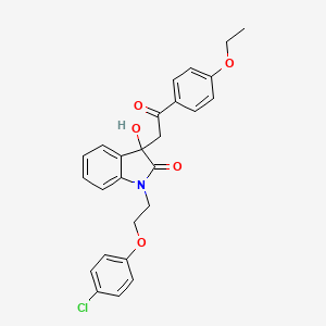 molecular formula C26H24ClNO5 B13376845 1-[2-(4-chlorophenoxy)ethyl]-3-[2-(4-ethoxyphenyl)-2-oxoethyl]-3-hydroxy-1,3-dihydro-2H-indol-2-one 