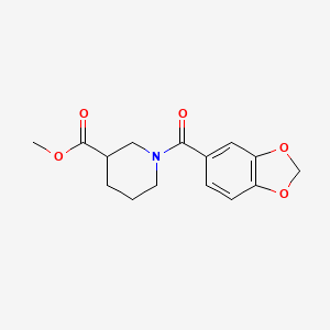 molecular formula C15H17NO5 B13376859 Methyl 1-(1,3-benzodioxol-5-ylcarbonyl)-3-piperidinecarboxylate 