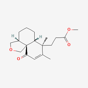 molecular formula C18H26O4 B13376880 Methyl 3-(7,8-dimethyl-10-oxo-3,3a,4,5,6,6a,7,10-octahydronaphtho[1,8a-c]furan-7-yl)propanoate 
