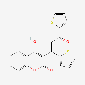 molecular formula C20H14O4S2 B13376894 4-hydroxy-3-[3-oxo-1,3-di(2-thienyl)propyl]-2H-chromen-2-one 