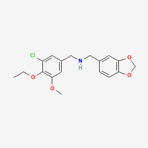 molecular formula C18H20ClNO4 B13376984 1-(1,3-benzodioxol-5-yl)-N-(3-chloro-4-ethoxy-5-methoxybenzyl)methanamine 