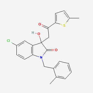 molecular formula C23H20ClNO3S B13377006 5-chloro-3-hydroxy-1-(2-methylbenzyl)-3-[2-(5-methyl-2-thienyl)-2-oxoethyl]-1,3-dihydro-2H-indol-2-one 