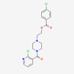 molecular formula C19H19Cl2N3O3 B13377029 2-{4-[(2-Chloro-3-pyridinyl)carbonyl]-1-piperazinyl}ethyl 4-chlorobenzoate 