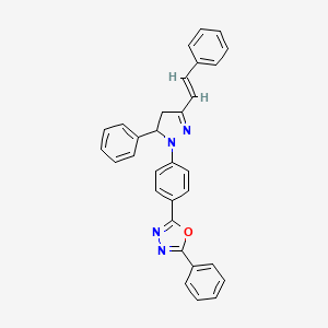molecular formula C31H24N4O B13377042 2-phenyl-5-{4-[5-phenyl-3-(2-phenylvinyl)-4,5-dihydro-1H-pyrazol-1-yl]phenyl}-1,3,4-oxadiazole 