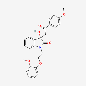 molecular formula C26H25NO6 B13377057 3-hydroxy-1-[2-(2-methoxyphenoxy)ethyl]-3-[2-(4-methoxyphenyl)-2-oxoethyl]-1,3-dihydro-2H-indol-2-one 