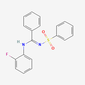 molecular formula C19H15FN2O2S B13377179 N-[[(2-fluorophenyl)imino](phenyl)methyl]benzenesulfonamide 
