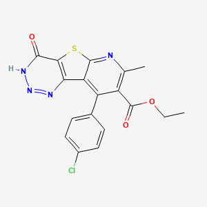 molecular formula C18H13ClN4O3S B13377242 ethyl 13-(4-chlorophenyl)-11-methyl-6-oxo-8-thia-3,4,5,10-tetrazatricyclo[7.4.0.02,7]trideca-1(13),2(7),3,9,11-pentaene-12-carboxylate 