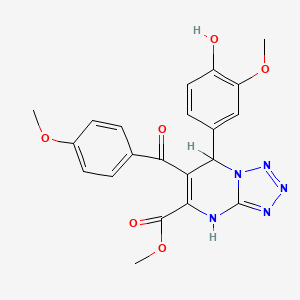 molecular formula C21H19N5O6 B13377265 Methyl 7-(4-hydroxy-3-methoxyphenyl)-6-(4-methoxybenzoyl)-4,7-dihydrotetraazolo[1,5-a]pyrimidine-5-carboxylate 