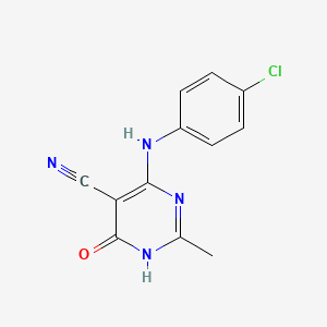 molecular formula C12H9ClN4O B13377275 4-(4-Chloroanilino)-6-hydroxy-2-methyl-5-pyrimidinecarbonitrile 