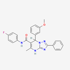 molecular formula C26H22FN5O2 B13377354 N-(4-fluorophenyl)-7-(3-methoxyphenyl)-5-methyl-2-phenyl-1,7-dihydro-[1,2,4]triazolo[1,5-a]pyrimidine-6-carboxamide 
