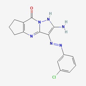 molecular formula C15H13ClN6O B13377364 2-amino-3-[(3-chlorophenyl)diazenyl]-4,5,6,7-tetrahydro-8H-cyclopenta[d]pyrazolo[1,5-a]pyrimidin-8-one 