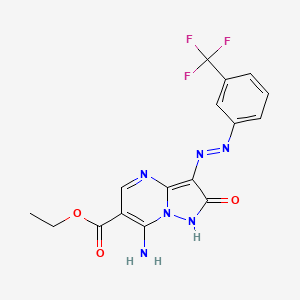 molecular formula C16H13F3N6O3 B13377422 Ethyl 7-amino-2-oxo-3-{[3-(trifluoromethyl)phenyl]diazenyl}-1,2-dihydropyrazolo[1,5-a]pyrimidine-6-carboxylate 