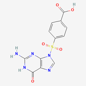 molecular formula C12H9N5O5S B13377425 4-[(2-amino-6-oxo-3H-purin-9-yl)sulfonyl]benzoic acid 