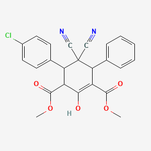 molecular formula C24H19ClN2O5 B13377503 Dimethyl 4-(4-chlorophenyl)-5,5-dicyano-2-hydroxy-6-phenyl-1-cyclohexene-1,3-dicarboxylate 
