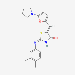 molecular formula C20H21N3O2S B13377619 (5Z)-2-(3,4-dimethylanilino)-5-[(5-pyrrolidin-1-ylfuran-2-yl)methylidene]-1,3-thiazol-4-one 