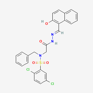 molecular formula C26H21Cl2N3O4S B13377632 N-benzyl-2,5-dichloro-N-[2-oxo-2-[2-[(Z)-(2-oxonaphthalen-1-ylidene)methyl]hydrazinyl]ethyl]benzenesulfonamide 