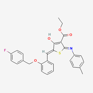 molecular formula C28H24FNO4S B13377673 ethyl (5Z)-5-[[2-[(4-fluorophenyl)methoxy]phenyl]methylidene]-2-(4-methylanilino)-4-oxothiophene-3-carboxylate 