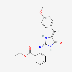 molecular formula C20H19N3O4 B13377772 ethyl 2-[[(5Z)-5-[(4-methoxyphenyl)methylidene]-4-oxo-1H-imidazol-2-yl]amino]benzoate 