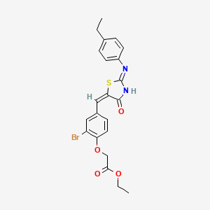 molecular formula C22H21BrN2O4S B13377786 ethyl 2-[2-bromo-4-[(E)-[2-(4-ethylanilino)-4-oxo-1,3-thiazol-5-ylidene]methyl]phenoxy]acetate 