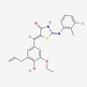 molecular formula C22H21ClN2O3S B13377801 (5Z)-2-(3-chloro-2-methylanilino)-5-[(3-ethoxy-4-hydroxy-5-prop-2-enylphenyl)methylidene]-1,3-thiazol-4-one 