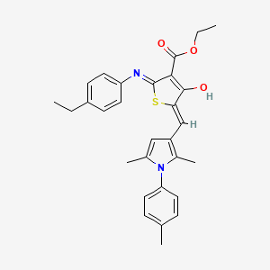 molecular formula C29H30N2O3S B13377846 ethyl (5Z)-5-[[2,5-dimethyl-1-(4-methylphenyl)pyrrol-3-yl]methylidene]-2-(4-ethylanilino)-4-oxothiophene-3-carboxylate 