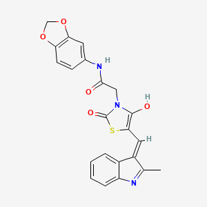 molecular formula C22H17N3O5S B13378014 N-(1,3-benzodioxol-5-yl)-2-{5-[(2-methyl-1H-indol-3-yl)methylene]-2,4-dioxo-1,3-thiazolidin-3-yl}acetamide 